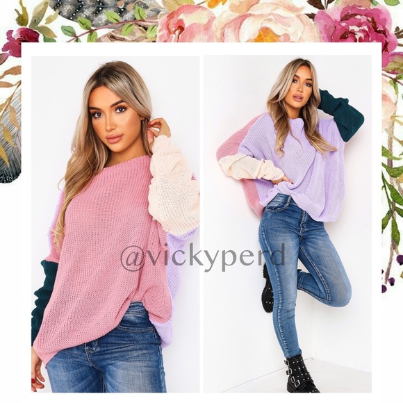 Sweaters - LAST ONE M/L Lilac Reversible Color Block Sweater